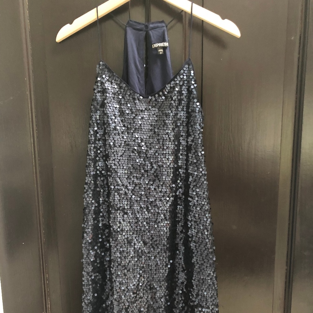 Express Navy Sequin Mini Dress Size S